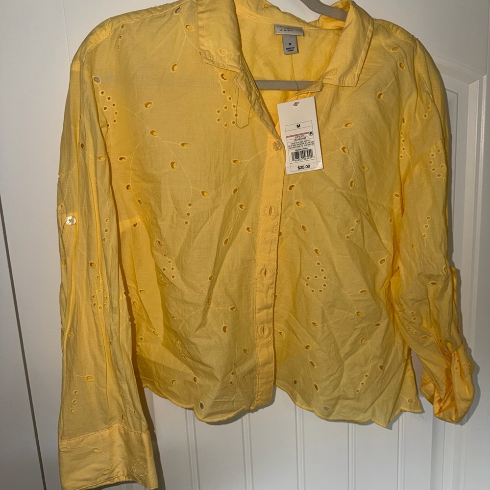 a new day Yellow Button Down Shirt